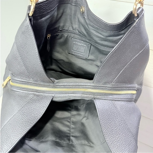 Coach Black Leather Shoulder Bag with Tassel Accents - Picture 6 of 16